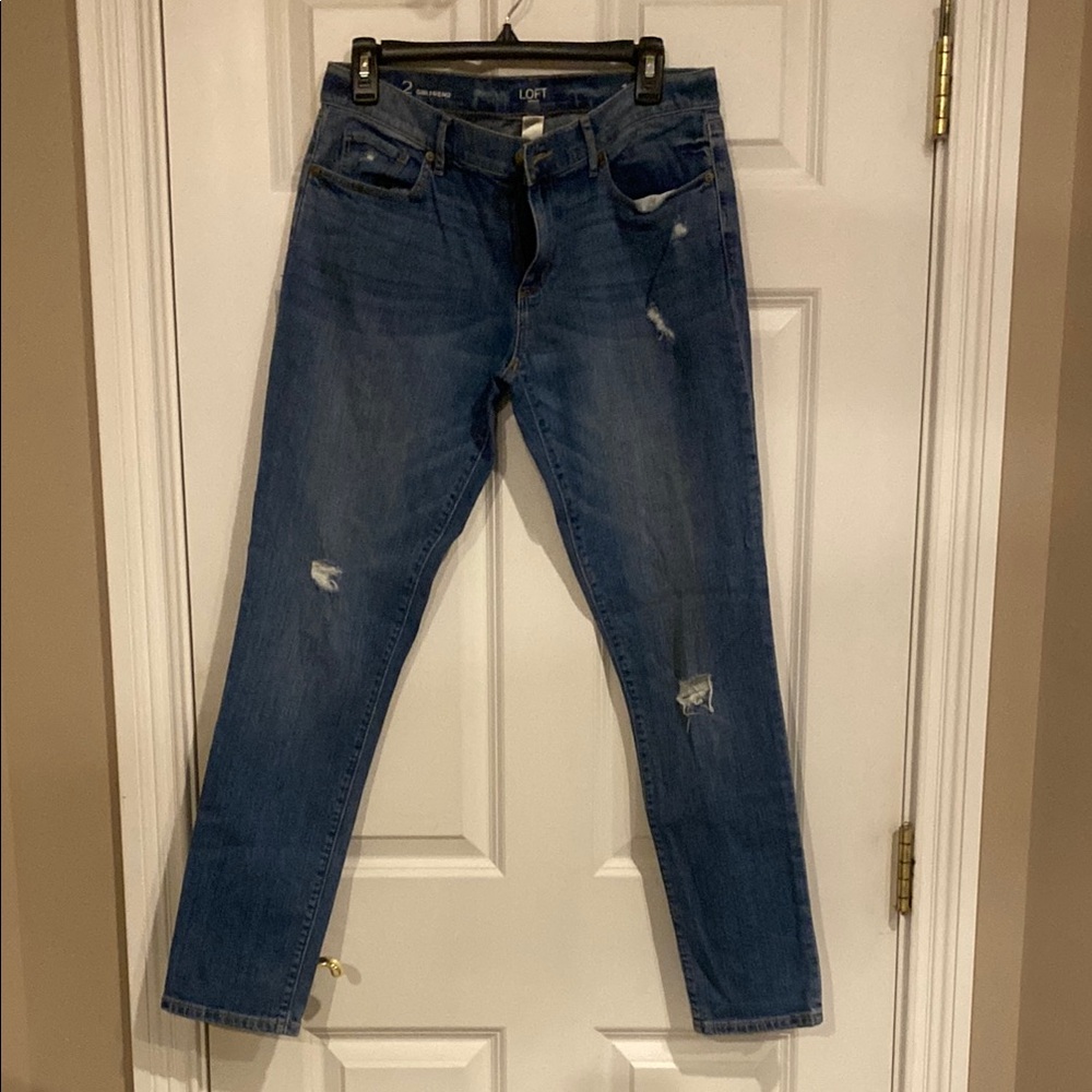 LOFT Blue Girlfriend Straight Leg Jeans with Classic Style